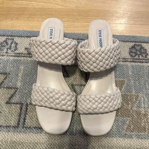 Steve Madden cream/white braided block heels